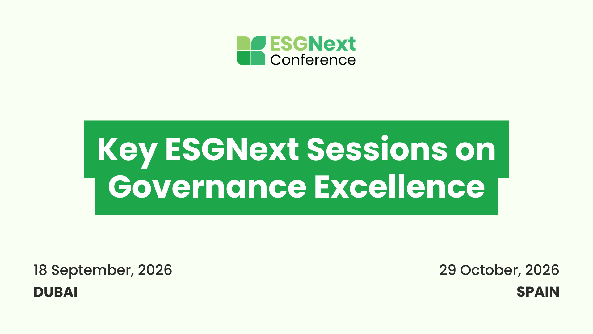 Key ESGNext Sessions on Governance Excellence
